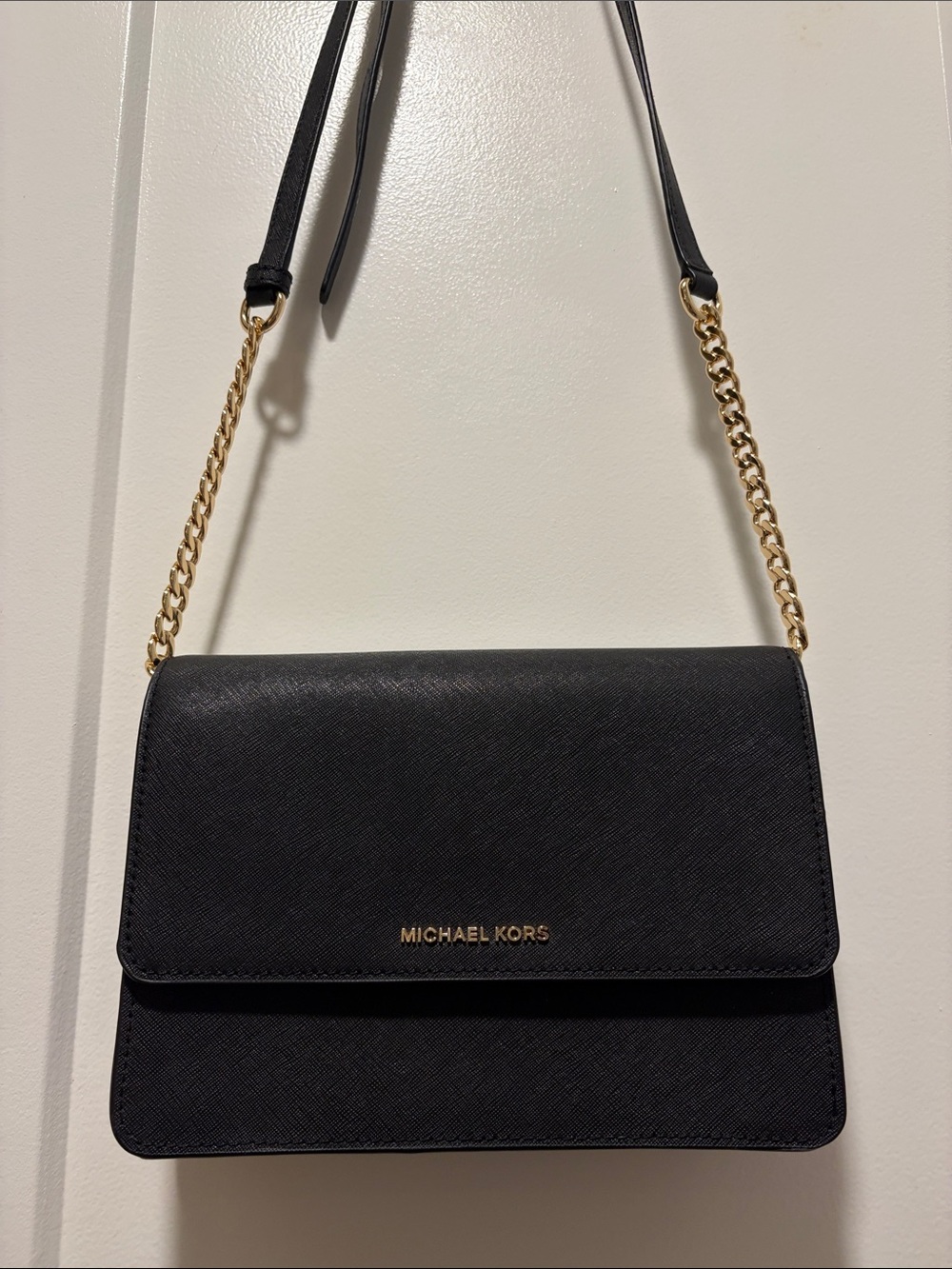 Michael Kors Black Crossbody with Gold Chain